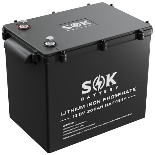 SOK Battery Marine Grade 12V 206Ah LiFePO4 Battery,Sealed Plastic Box