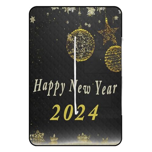 Happy New Year 2 Picnic Blankets,Portable Waterproof Foldable Picnic Mat,Sandproof Outdoor Mat for Park Picnic Blanket Accessories for Adults