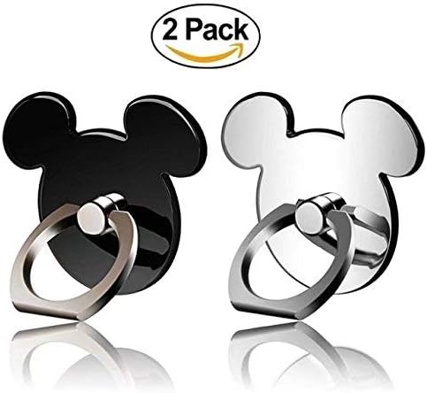 Finger Ring Stand 2Pack Black Silver 360° Rotation Cell Phone Ring Stand Grip kickstand Universal Smartphone Holder iPhone Ring Grip for iPhone X8 7 Plus 6S Huawei