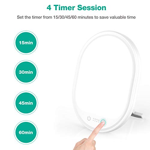 Erligpowht Light Therapy Lamp, Uv-Free 10000 Lux Therapy Light, Touch Control Sun Lamp With 3 Adjustable Brightness Levels And 4 Timer Function, Large Light Surface For Home/Office Use #TOP2