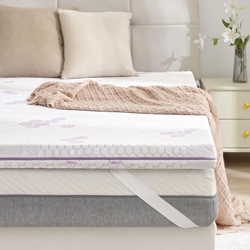Image of SINWEEK 3 Inch Memory Foam Mattress Topper Twin XL Size, Soft and Medium Mattress Pad for College Dorm Room, High Density Foam Bed Topper with Textured Cover, CertiPUR-US Certified
