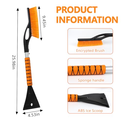 Wogomz Snow Brush & Ice Scraper, 2 in 1 Car Ice Scrapers for Windshield Window, Detachable Ice Snow Removal Tool with Ergonomic Foam Grip for Car Truck SUV, Winter Car Accessories