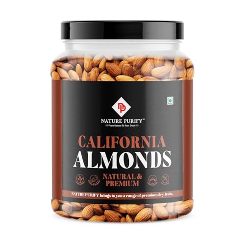 Image of Nature Purify Premium Almonds 250gm - Whole California Almond Nuts, Perfect for Snacking, Baking & Cooking | Natural Badam Giri | Resealable Jar Pack For Gifting