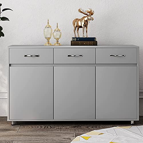 Rasoo Buffet Cabinet Kitchen Cabinet Storage Sideboard Cabinet Cupboard Sideboard Buffet Kitchen Room (Grey-3 Doors And 3 Drawers) #TOP9