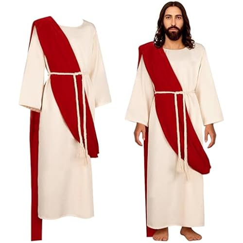 Jesus Costume Adult Men Biblical Religious Christ Costume Includes Waist Rope For Disciple Costumes
