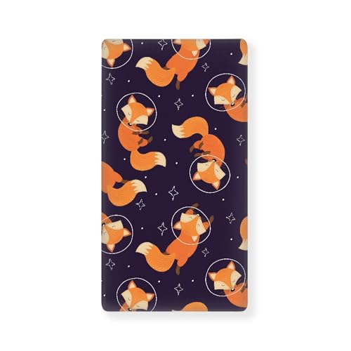 Image of Winpema Red Fox Animals Fitted Crib Sheet Sleeping Fox Baby Crib Sheet Fit Standard Crib and Toddler Mattress,Crib Mattress Sheets for Boys Girls 28"x52"