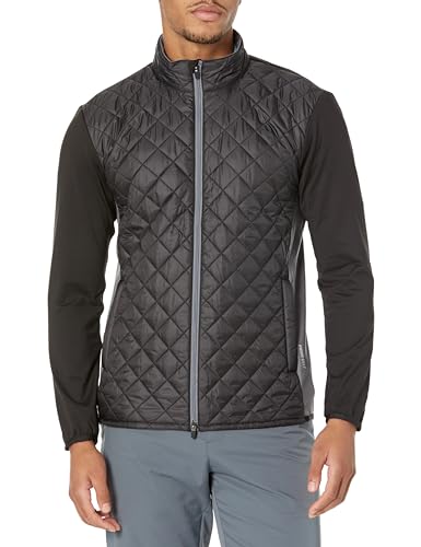 Image of Puma Golf NA Men's Frost Quilted Jacket Layering, Puma Black-Slate Gray, L