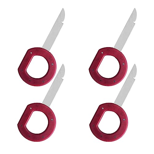 4Pcs Radio Removal Tool kit, Easy Grip Handles and Stiff Blades Compatible with VW Volkswagen, Mercedes Benz, Stereo Single and Double DIN Replacement Key for 1C0-051-530, T87P-19061-A (Red)
