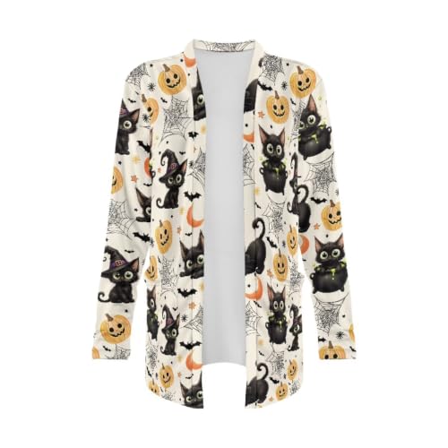 Image of Fall Maple Leaf Cardigan Sweaters for Women Long Sleeve Cardigan Soft Drape Open Front Dusters V-Neck Jackets Dressy