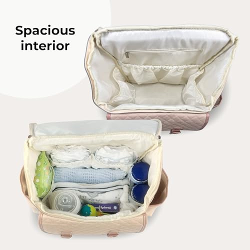 My Babiie Changing Bag Backpack - With Insulated Bottle Holder, Portable Changing Mat, Baby Travel Bag, Nappy Back Pack, 9 Pockets - Oatmeal Herringbone - Image 2