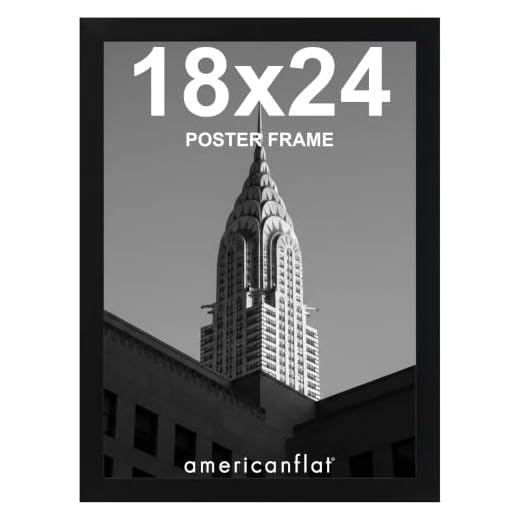 Americanflat 18x24 Poster Frame in Black - Composite Wood with Polished Plexiglass - Horizontal and Vertical Formats for Wall with Included Hanging Hardware