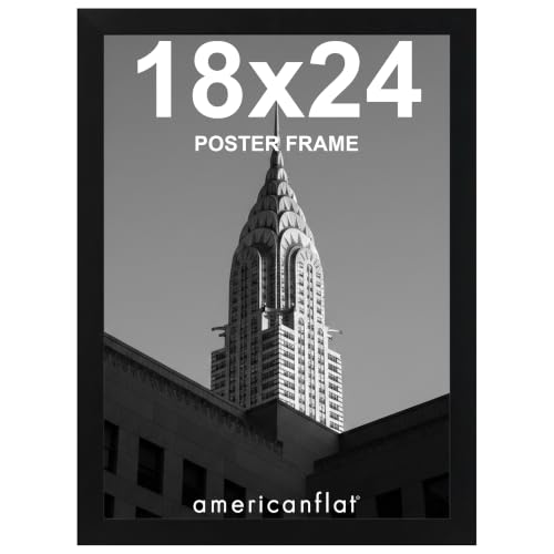 Image of Americanflat 18x24 Poster Frame - Black Engineered Wood with Polished Plexiglass - Wide Picture Frame for Vertical or Horizontal Wall Display - Epic Collection - Black