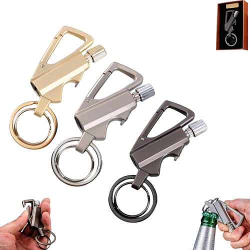 Briquet permanent Infinity avec porte-clés multifonction, décapsuleur, porte-clés de voiture, allumettes au kérosène, pendentif multifonction 3 en 1, réutilisable, imperméable, coupe-vent (3-noir