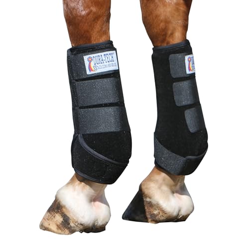 Dura-Tech GelX Equine Support Boots | Ultimate Leg Protection | Gel Foam Cushion | Memory Foam Comfort | Breathable Neoprene | Secure Fit | Size Large | Color Black