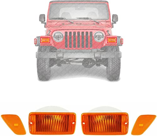 Us Auto Parts Plus New Front Signal & Side Marker Lights Right Passenger & Left Driver Side Direct Replacement For Jeep Wrangler 2001-2006 Ch2520141 Ch2521141 Ch2550120 Ch2551120 #TOP30