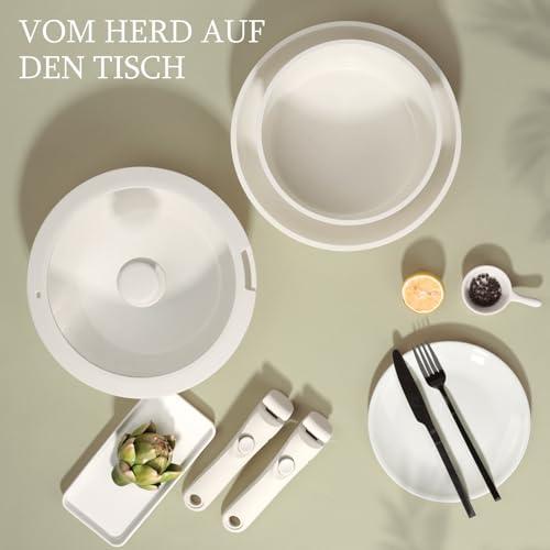 GiPP Juego de Ollas y Sartenes Cerámicas Antiadherente - Juego de Cocina con Mangos Desmontables, No Tóxico, Apto para Inducción, Horno y Lavavajillas(Blanco 5PCS) - imagen 2