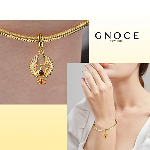Image of GNOCE Owl Pendant Bead Charm With Bracelet S925 Sterling Silver Guarding You 18k Gold Plated Charm with CZ Fit for Bracelet /Necklace Charm Gifts for Animal Lover