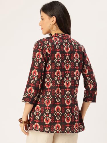 Image of feranoid Top - Mandarin Collar, 3 /4 Sleeves, Flattering Fit,Sizes (S-XXL)