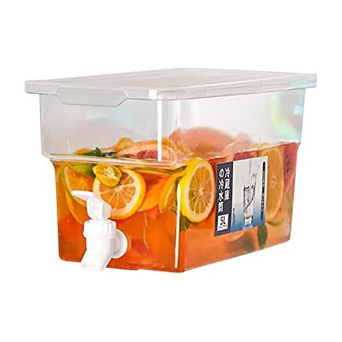 BAOGAO 5 L Beverage Dispenser,Slim Fridge Water Dispenser With Tap, Water Container With Tap,Drink Jar With Spigot,Large Capacity Storage For Fruit Juice,Great For Office Camping Juice Drink Cocktail Cover