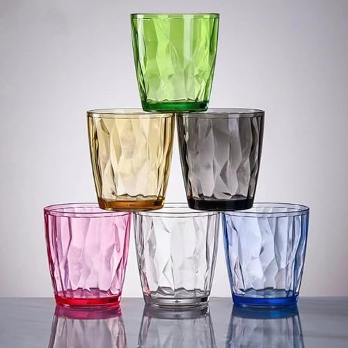 MINGZE Acqua Potabile Tazza, Premium Acrilico Plastica Infrangibile Impilabili Bicchieri, Per Acqua E Succo Di Frutta, Ideali Per Picnic, Campeggio, Spiaggia, Feste Assorted Color (Set da 6, 300ML)