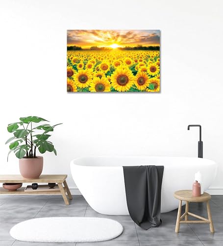 アートパネル ひまわり 向日葵 風景画 キャンバス絵画 ポスター ウォールインテリア 壁掛け 壁飾り ポスター おしゃれ モダン的な部屋飾り ギフト木枠付きの完成品 (50x75cm) [5]