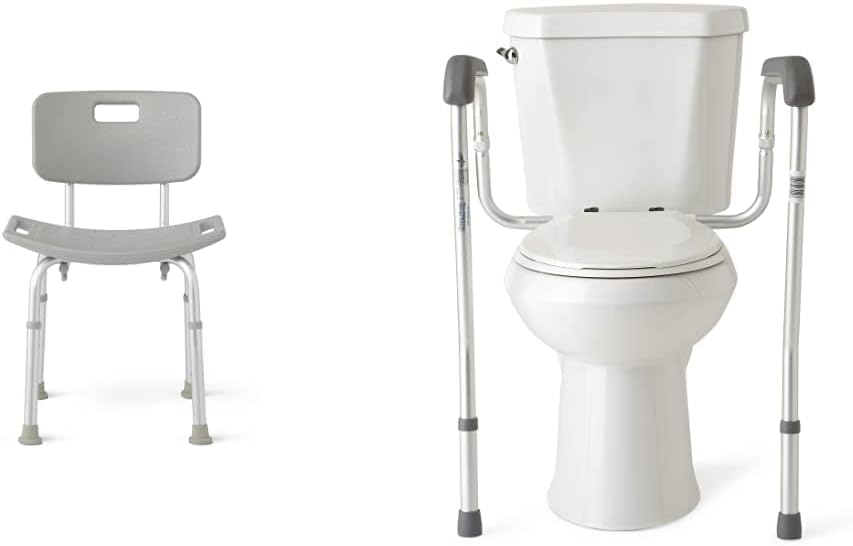 Medline Bath Chair with Back, Shower Chair has Height Adjustable Legs