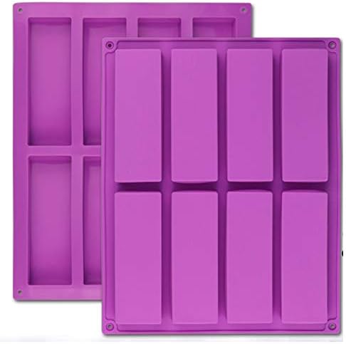 Palksky (2 Pcs 8 Cavity Large Rectangle Granola Bar Silicone Mold/Nutrition/Cereal Bar Molds Energy Bar Maker for Chocolate Truffles Ganache Bread Brownie Cornbread Cheesecake Pudding Butter Mould