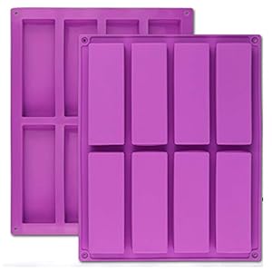 Palksky (2 Pcs) 8 Cavity Large Rectangle Granola Bar Silicone Mold/Nutrition/Cereal Bar Molds Energy Bar Maker for Chocolate Truffles Ganache Bread Brownie Cornbread Cheesecake Pudding Butter Mould