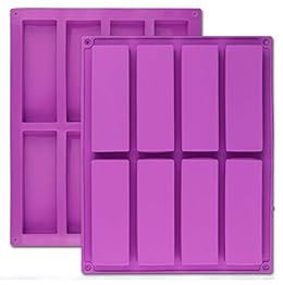 Palksky (2 Pcs) 8 Cavity Rectangle Granola Bar Silicone Mold/Nutrition/Cereal Bar Molds Energy Bar Maker for Chocolate Truffles Ganache Bread Brownie Cornbread Cheesecake Pudding Butter Mould