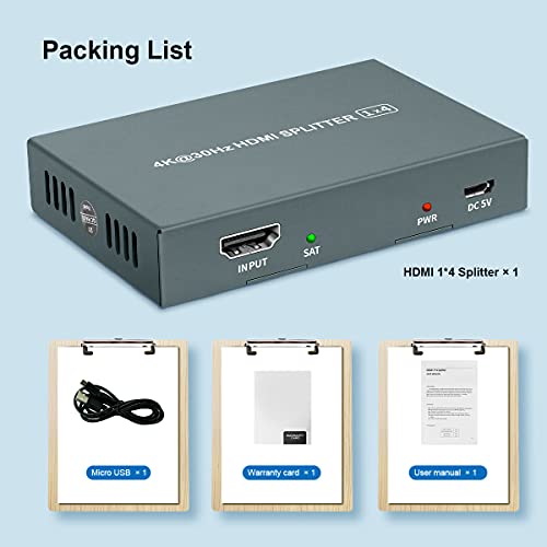 GREATHTEK Splitter HDMI 4K@30Hz, splitter 1 in 4