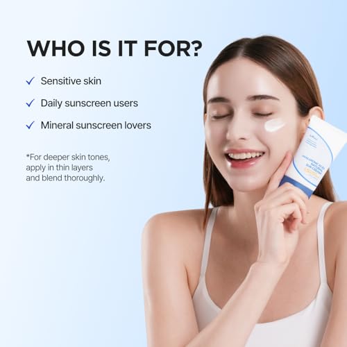 ISNTREE Hyaluronic Acid Natural Suncream SPF 50, Mineral Sunscreen, Gentle Tone-Up Effect, Hydrating Daily Sun Cream, Sensitive Skin Friendly, Korean Skincare, 50ml