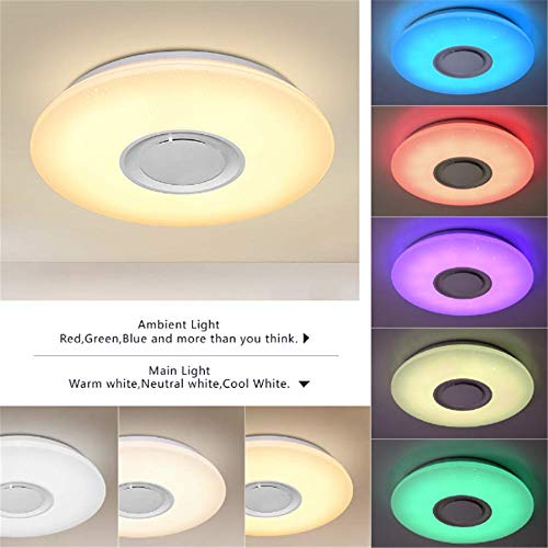Preisvergleich Produktbild Geschenk-LED-Deckenleuchte Mit Radio, Musik-RGBW-Deckenleuchte, Lichtwecker, Bluetooth Lautsprecher App-Steuerung Für Kinder Schlafzimmer Kinder,48w 60cm
