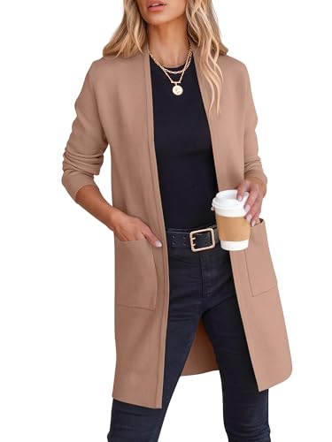 Image of ANRABESS Cardigan Sweater for Women 2026 Fall Outfits Light Camel Large