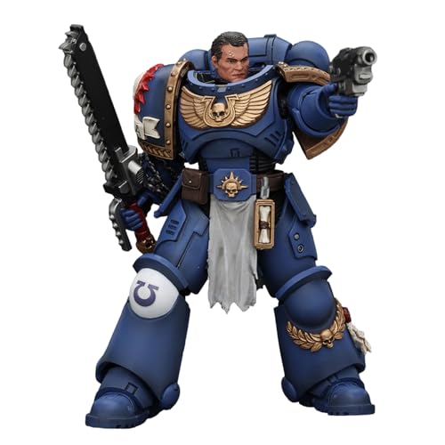JOYTOY Warhammer 40k Space Marine 2, 1/18 Uitramarines Lieutenant Titus Action Figure Collect Model