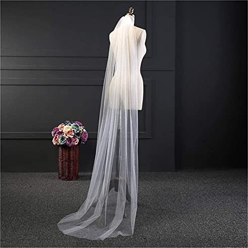 ABWYB Voile Mariée Mariage Simple pour Femmes Accessoires Robe Mariée Cathédrale en Tulle Transparent Élégant Voile Studio Photo À Bord Coupé À 1 Niveau avec Peigne pour La Fête Et Le Bal,Blanc,2M