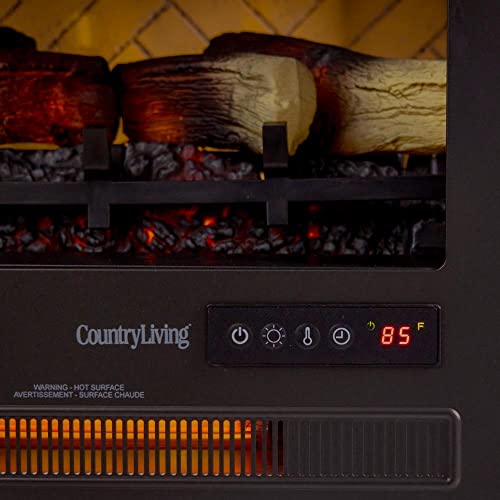Country Living Infrared Freestanding Electric Fireplace Stove Heater In Bronze | Provides Supplemental Zone Heat With Remote, Multiple Flame Colors, Metal Design With Faux Wooden Logs #TOP3