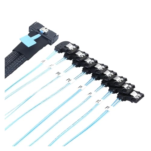 Cable Adaptador MCIO S-AS SFF-8654 a 8 SATA 7P 0.5m miniatura 3