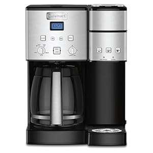Cuisinart Single Serve + 12 Cup Coffee Maker, Offers 3-Sizes: 6-Ounces, 8-Ounces and 10-Ounces, Stainless Steel, SS-15P1 Compatible With Coffee Maker Cup