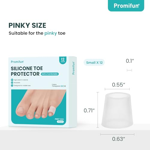 Image of Silicone Toe Protectors - 12 Pack Silicone Toe Sleeve for Hammer Toes, Corns, Calluses, Blisters - Soft Gel Toe Tube Pads for Pain Relief(Small Sizes, Clear)