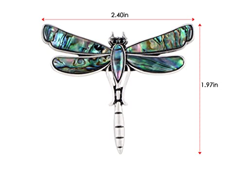 Image of Alilang Dragonfly Brooch Retro Silver Tone Abalone Shell Versatile Brooch Pin Accessories