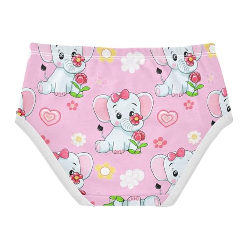 Toddler Girls Underwear 2t Cotton Cute Panties Girl Aesthetic Underpants Briefs Cute Cartoon Elephants Pink2