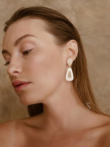 SWEETV Vintage 18K Gold Plated Statement Earrings for Women Trendy, Antique Enamel Chunky Drop Dangle Earrings, Big Crystal Earrings for Fashion Prom Jewelry Gifts3