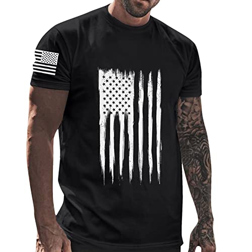 MTIZJDYX American Flag Hawaiian Shirt Men Patriotic USA 4th of July Tshirts Memorial Day Apparel Red White and Blue T Shirts Graphic Tees