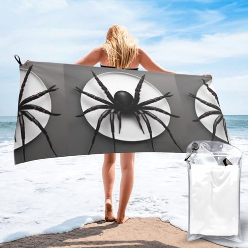 Serviettes de bain microfibre ultra absorbantes motif araignée noire