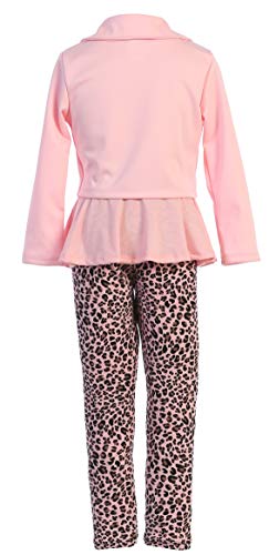 Image of iGirlDress Girls 4 Pieces Pant Set Long Sleeve Jacket Necklace Floral Plaid Pant 4-16