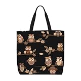 Cadeau : le joli sac fourre-tout marron imprimé hiboux est décontracté, élégant et polyvalent. Parfait pour les cadeaux d'anniversaire, de Saint-Valentin, de Noël, de fête des mères, de Nouvel An, de Thanksgiving, de pendaison de crémaillère, d'anniversaire de mariage pour votre famille et vos amis.