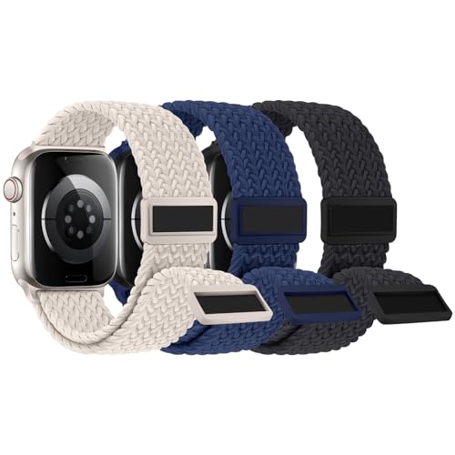 3枚入り Missair コンパチブル アップルウォッチ バンド 49mm 46mm 45mm 44mm 42mm ナイロン Apple Watch バンド 編み込み 磁気式バックル マグネット アップルウォッチ スポーツベルト 伸縮性 iWatch Ultra 3 2 1 Series 11 10 9 8 7 6 5 4 3 2 1 SEに対応 調整可能 柔軟 通気