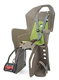 POLISPORT 8631400027 - Siège arrière KOOLAH FF pour vélos avec Roues de 26'' à 28'' adapté aux Enfants de 9 à 22Kg avec ancrage au Cadre en Color Marron/Vert