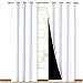 NICETOWN 100% Blackout Window Curtain Panels, Heat and Full Light Blocking Drapes with Black Liner for Nursery, 84 Inches Drop Thermal Insulated Draperies (White, 2 Pieces, 52" Wide Each Panel)
