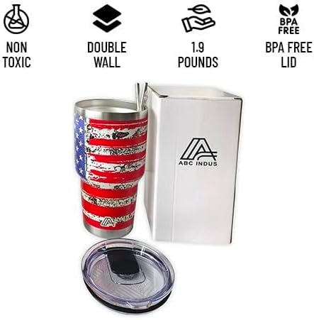 30oz Stainless Steel Tumbler - USA FlagTumbler with Lid and Straw, Double Walled Travel Mug Insulated for Hot & Cold Drinks, Vacuum Insulated Water Bottle for Home, Patriotic Gift - Image 3